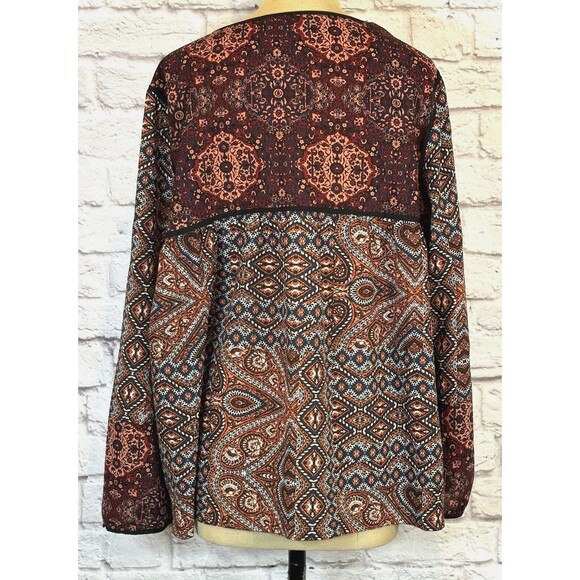 Sanctuary Womens MEDIUM Patchwork Paisley Boho Blouse Peasant Top Long Sleeve - Picture 2 of 9